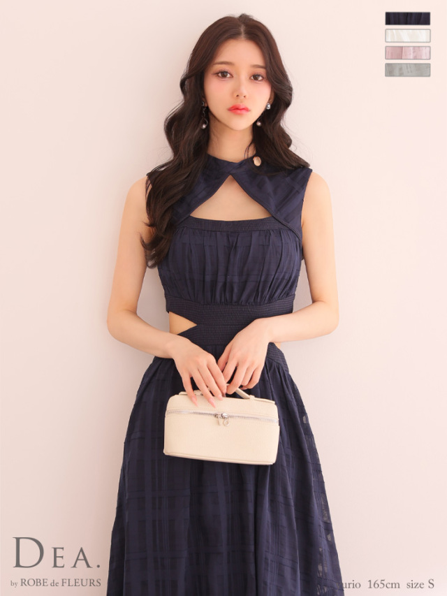 Lサイズあり】バストオープンカット×ウエストスリットチェックフレア