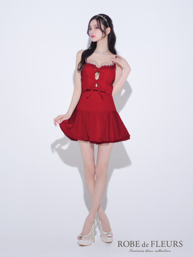 センターリボン2wayフレアミニキャバドレス(fm3351)