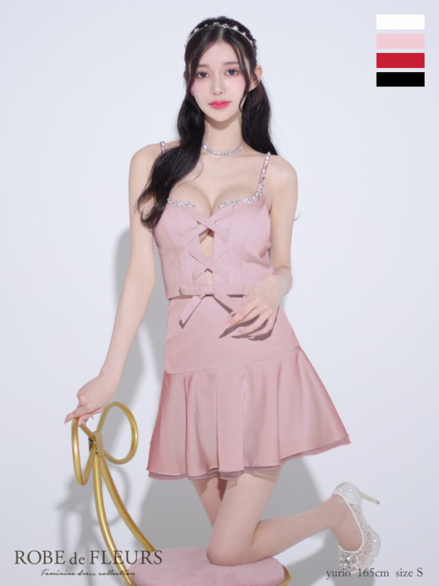 センターリボン2wayフレアミニキャバドレス(fm3351)