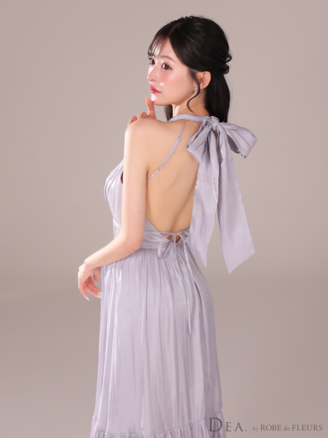 XS～Lサイズあり】2way♥バストカットサテンリボンフレアロング