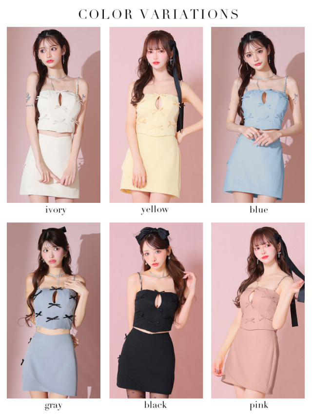 XSサイズあり】ミニリボンバストカットセットアップタイトミニキャバ