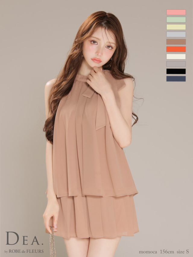 Lサイズあり】サテンシフォンフレアセットアップミニキャバドレス(DE3372)