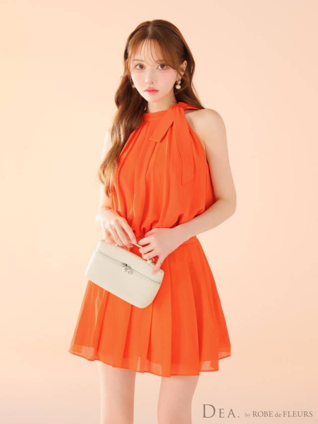 Lサイズあり】サテンシフォンフレアセットアップミニキャバドレス(DE3372)