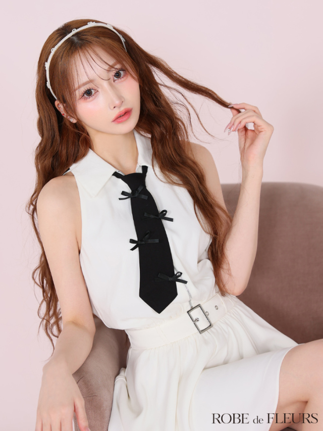 XSサイズあり】リボンネクタイフレアミニキャバドレス(fm3387)