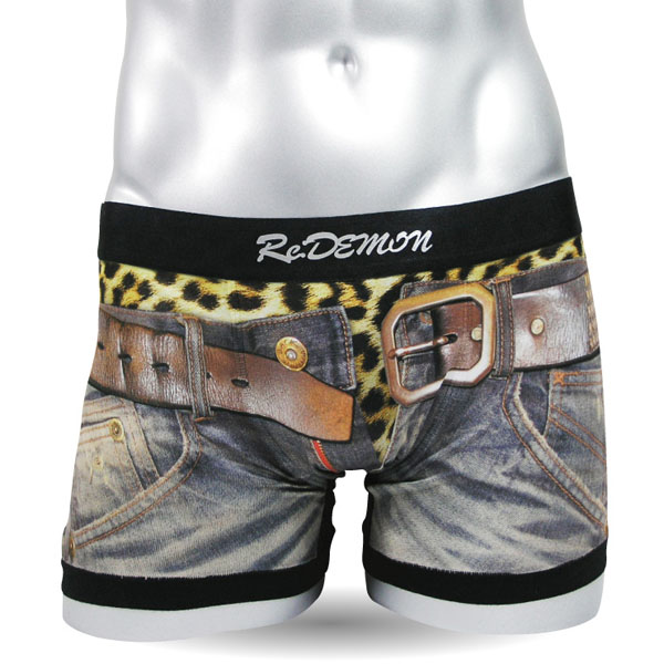 リアル プリント ボクサーパンツ 【 ジーンズ フェイク 豹柄 】 見せ