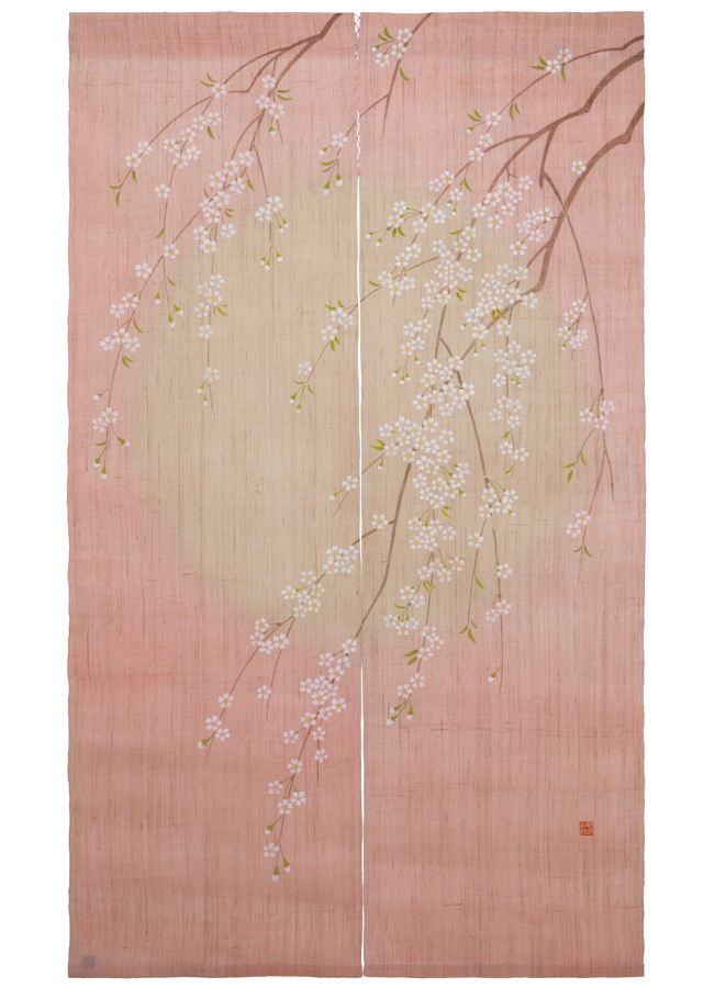 手染め麻のれん「サクラノトキ」 [京都洛柿庵オンラインショップ]