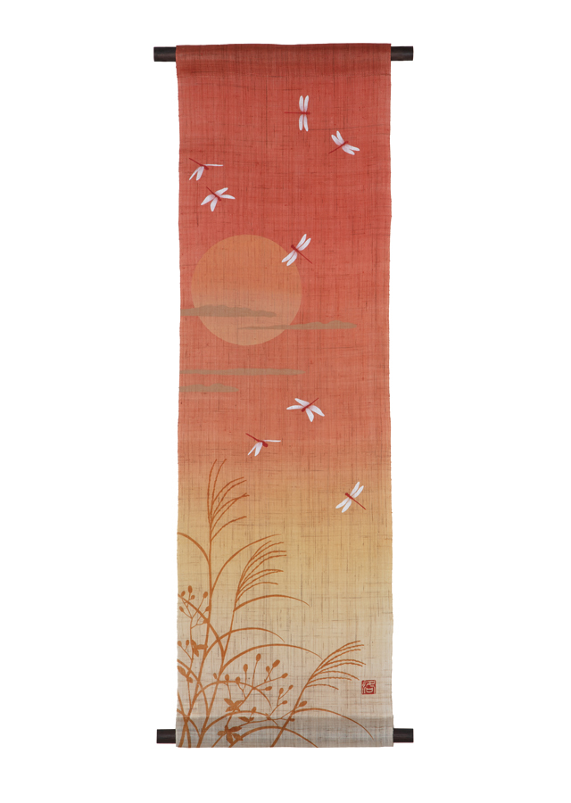 手染め麻タペストリー「アカネノトキ」 [京都洛柿庵オンラインショップ]