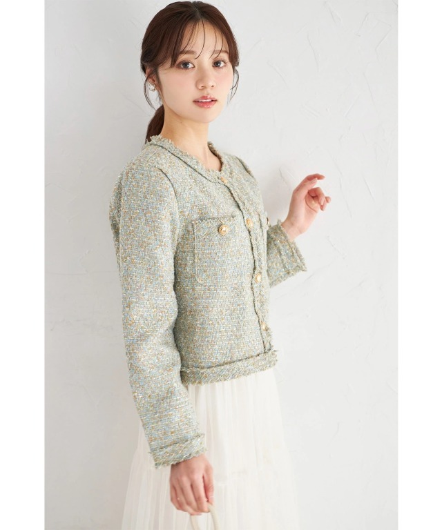 ゴールド釦スパンコールツイードジャケット