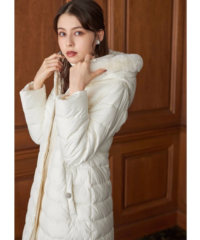 取り外し可能なファー付きマイクロファイバーロングコート