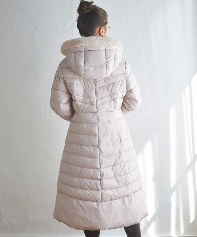 取り外し可能なファー付きマイクロファイバーロングコート