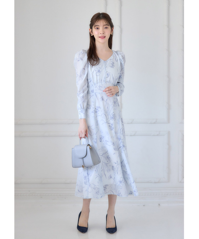 マーメイドラインニュアンスラインフラワーワンピース