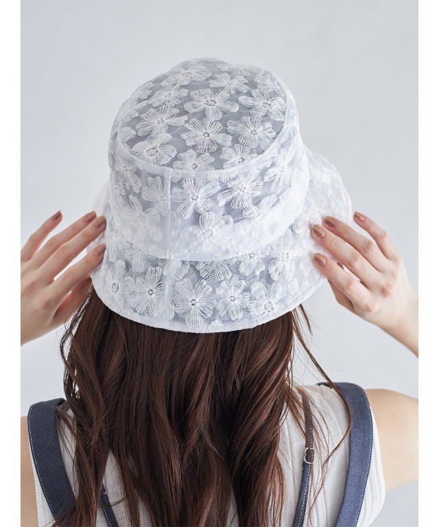 フラワーレースバケットハット
