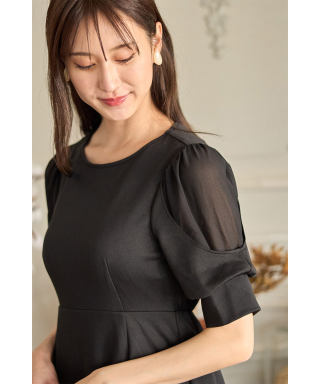 シアースリーブ切り替えワンピース