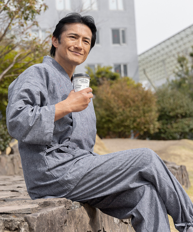 1051 たてスラブ作務衣 No.4 グレー | 作務衣・甚平通販 和粋庵