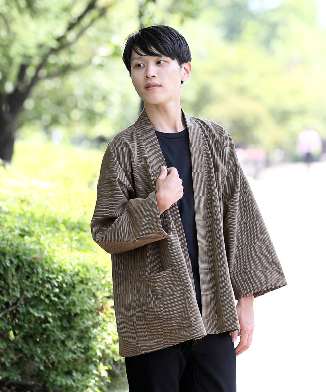 刺子織ジャケット No.4 茶 ｜ 作務衣・甚平通販 和粋庵