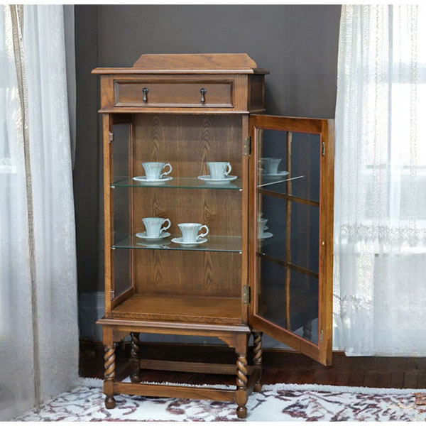 送料無料】英国調 アンティークオークコレクション キャビネット 上