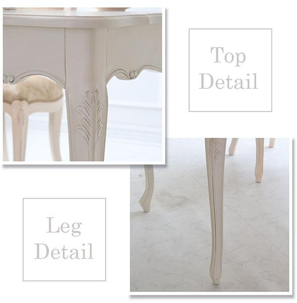 ダイニングテーブル 幅150cm 木製 猫脚 ホワイト ヨーロピアン 姫系