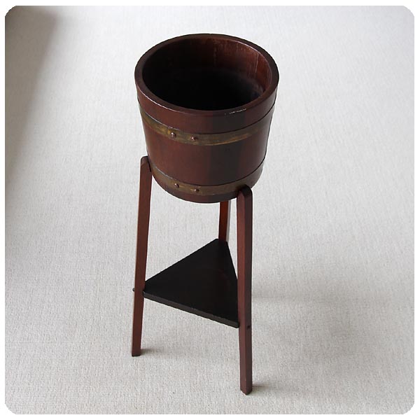 イギリス アンティーク フラワースタンド 花台 木製 樽 インテリア