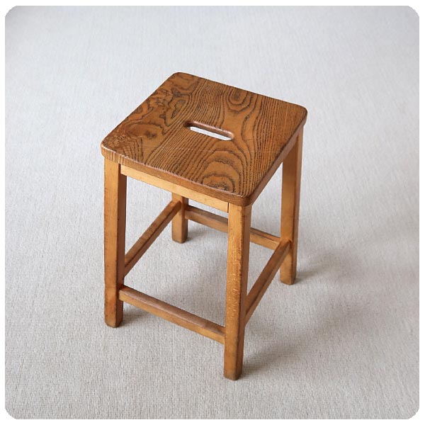 イギリス ヴィンテージ ウッドスツール/家具/木製椅子/店舗什器