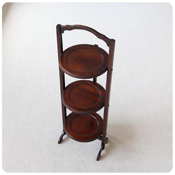イギリス アンティーク 折りたたみ ケーキスタンド3段/飾り棚