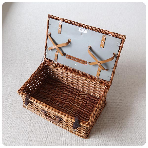 イギリス ビンテージ ピクニックバスケット/籐製/カントリー雑貨