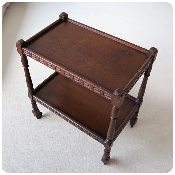 イギリス アンティーク キッチンワゴン/オーク材/トロリー/英国家具