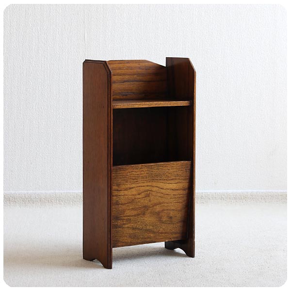 イギリス アンティーク マガジンラック オーク材 雑誌入れ 飾り台 収納