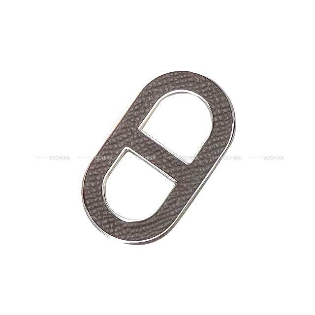 HERMES エルメス ブローチ シェーヌダンクル バッジ エタン エプソン