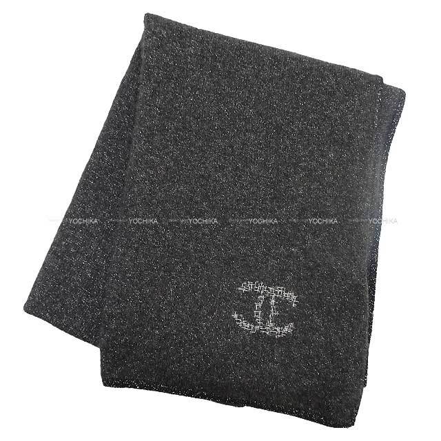 CHANEL シャネル マフラー ラメニット ツイード ココマーク付き グレー