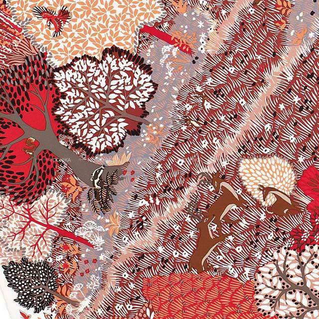 HERMES エルメス スカーフ カレ90 英国式庭園にて 白/ボルドー/グリス