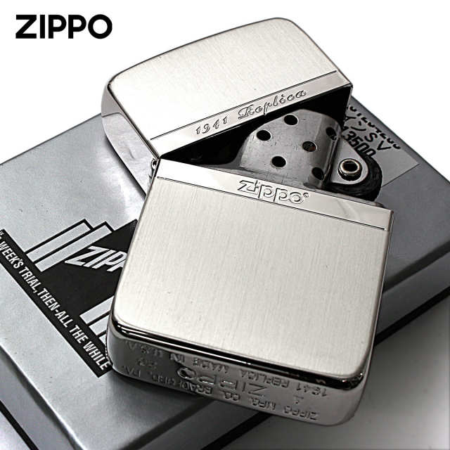Zippo ジッポー 1941レプリカ ミラーライン 銀メッキ サテーナ SV