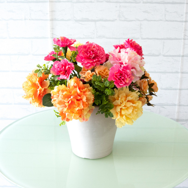 PAS055 造花アレンジメント/プラスチック合成樹脂鉢】フラワー