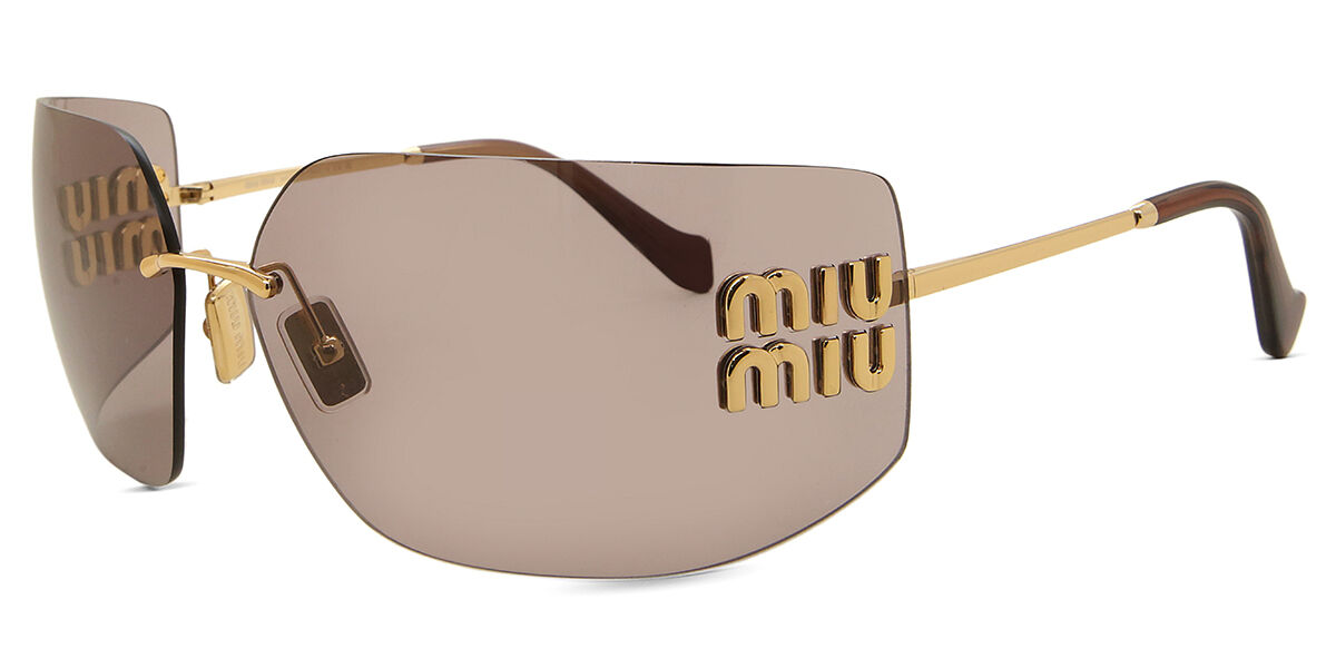 Miu Miu MU54YS 5AK06I Wraparound Gold Sunglasses | SmartBuyGlasses US
