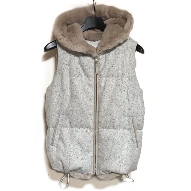 ブランベール/ダウンベスト/ライトグレー×グレーベージュ/サイズ：38の