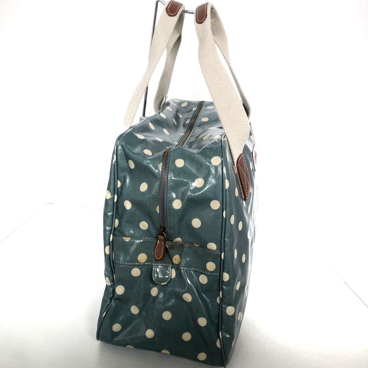 キャスキッドソン/ボストンバッグ/ブルーグレー×ベージュ/コーティング