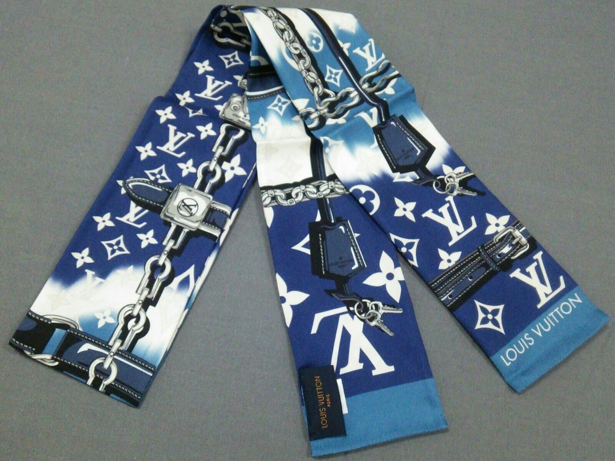 ルイヴィトン/スカーフ/ブルー/サイズ：□長さ ⇒ 120 cm □幅 ⇒ 8 cm