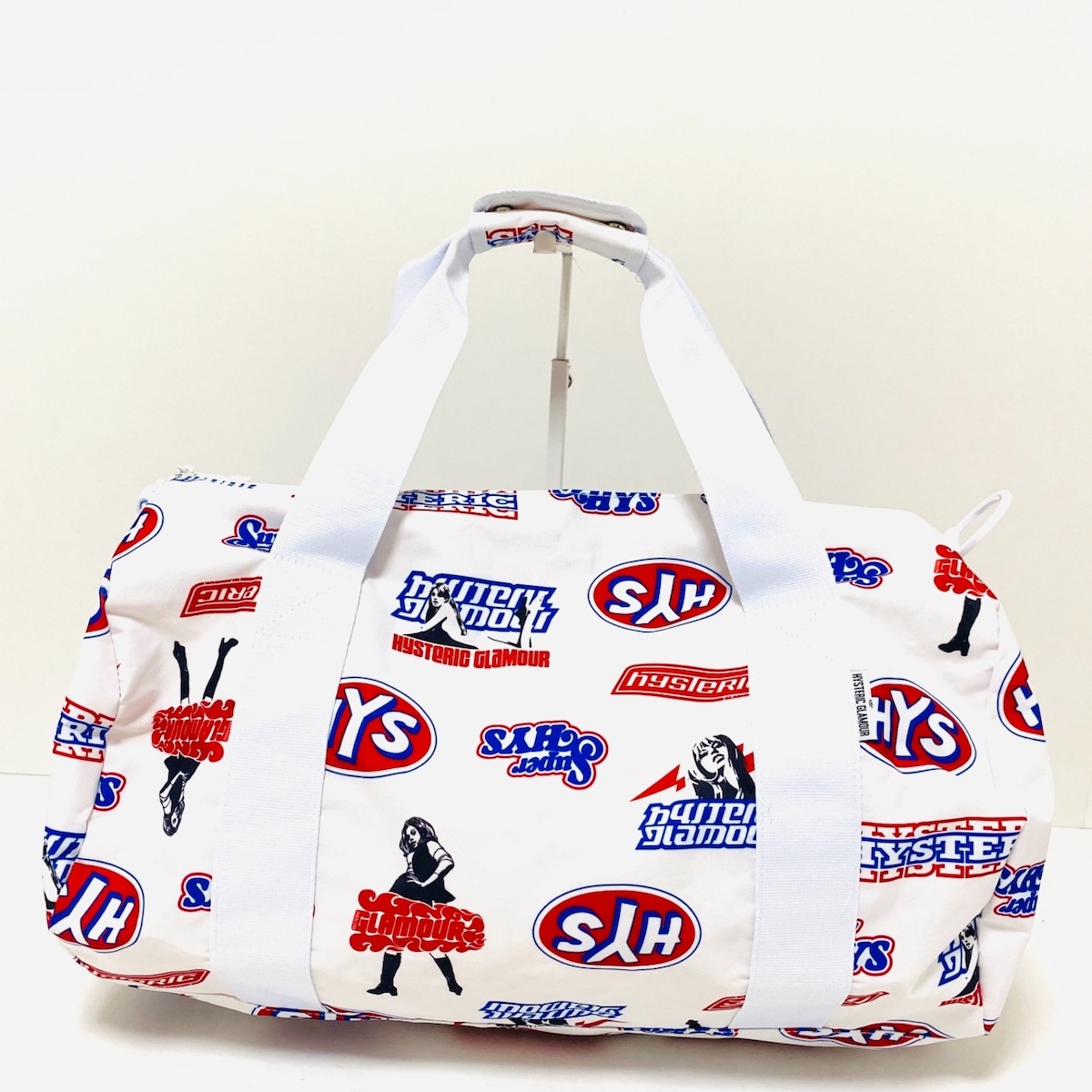 ヒステリックグラマー/ボストンバッグ/白×レッド×黒/ポリエステルの