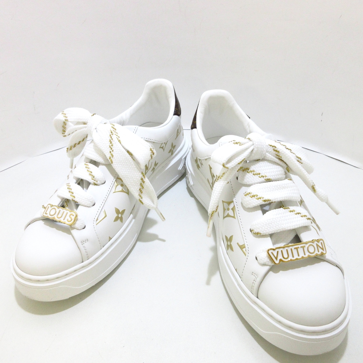 ルイヴィトン/スニーカー/白×ゴールド×ダークブラウン/サイズ：36 1/2