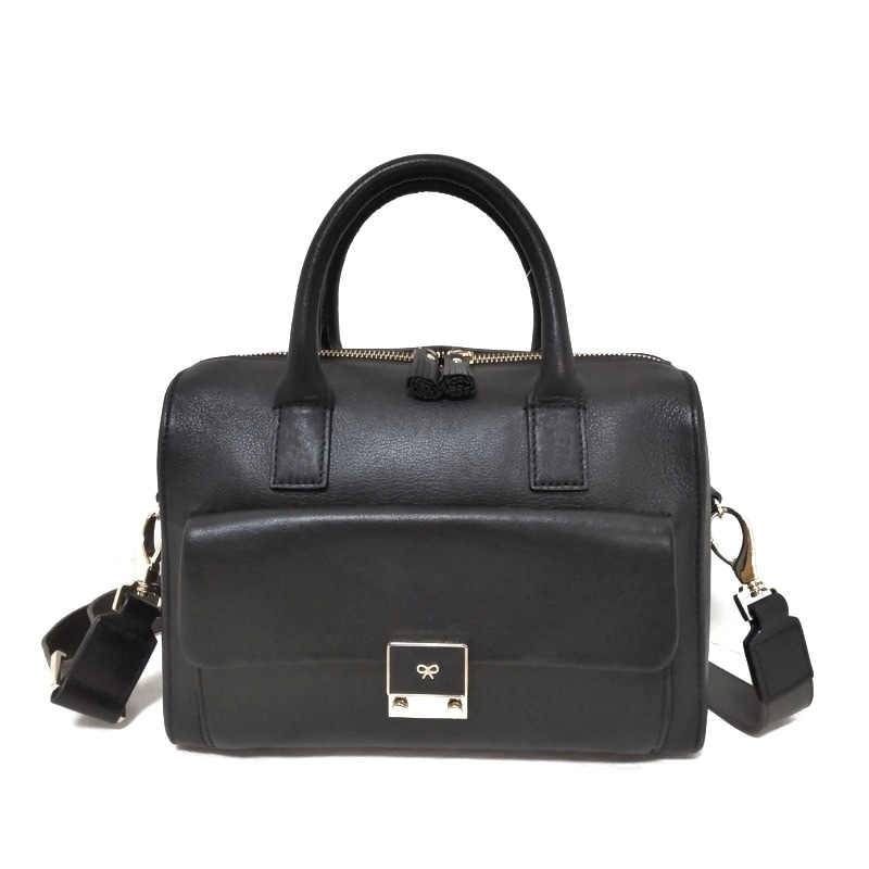 アニヤハインドマーチ/ハンドバッグ/カーカー バレル スモール/黒