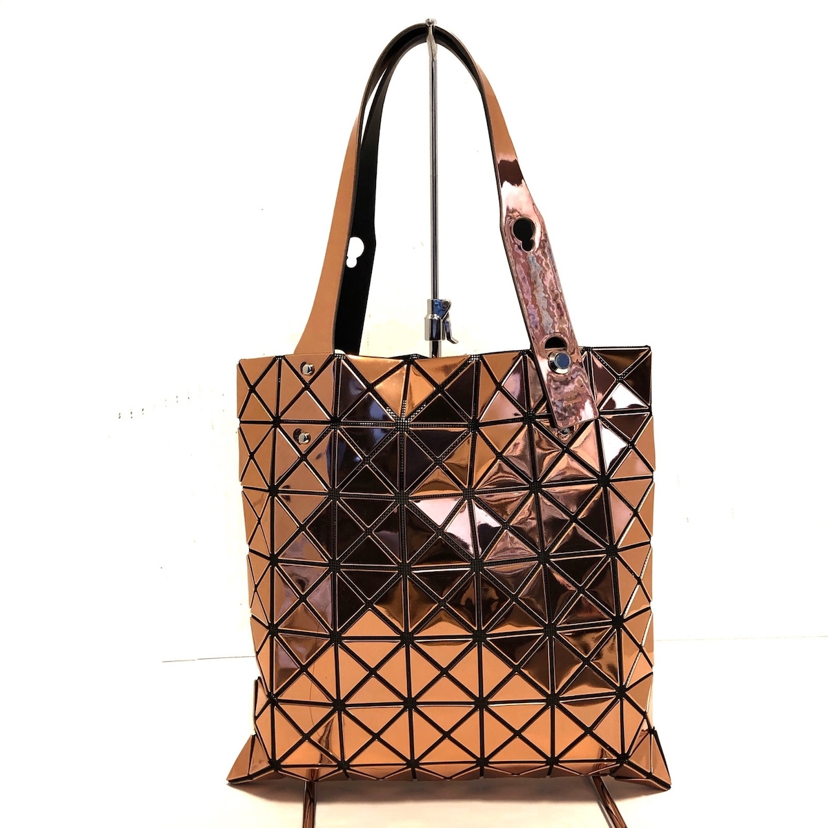 バオバオイッセイミヤケ/トートバッグ/プラチナム/ピンクゴールド×黒