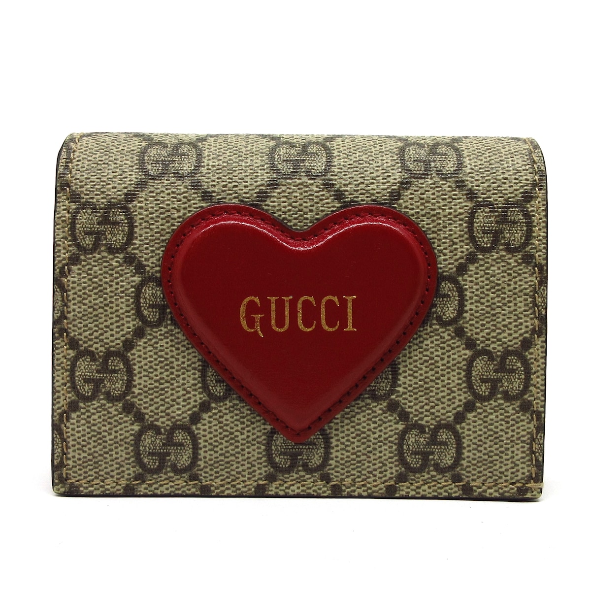グッチ/2つ折り財布/GG柄/ハートモチーフ付きカードケースウォレット