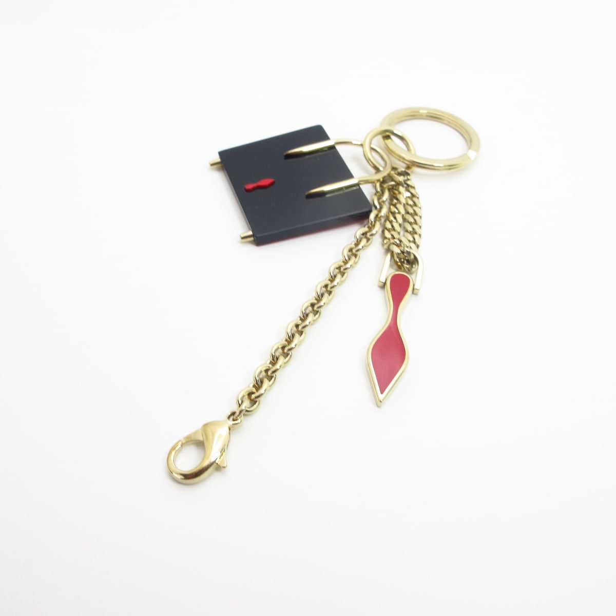 クリスチャンルブタン/キーホルダー(チャーム)/ゴールド×レッド×黒の