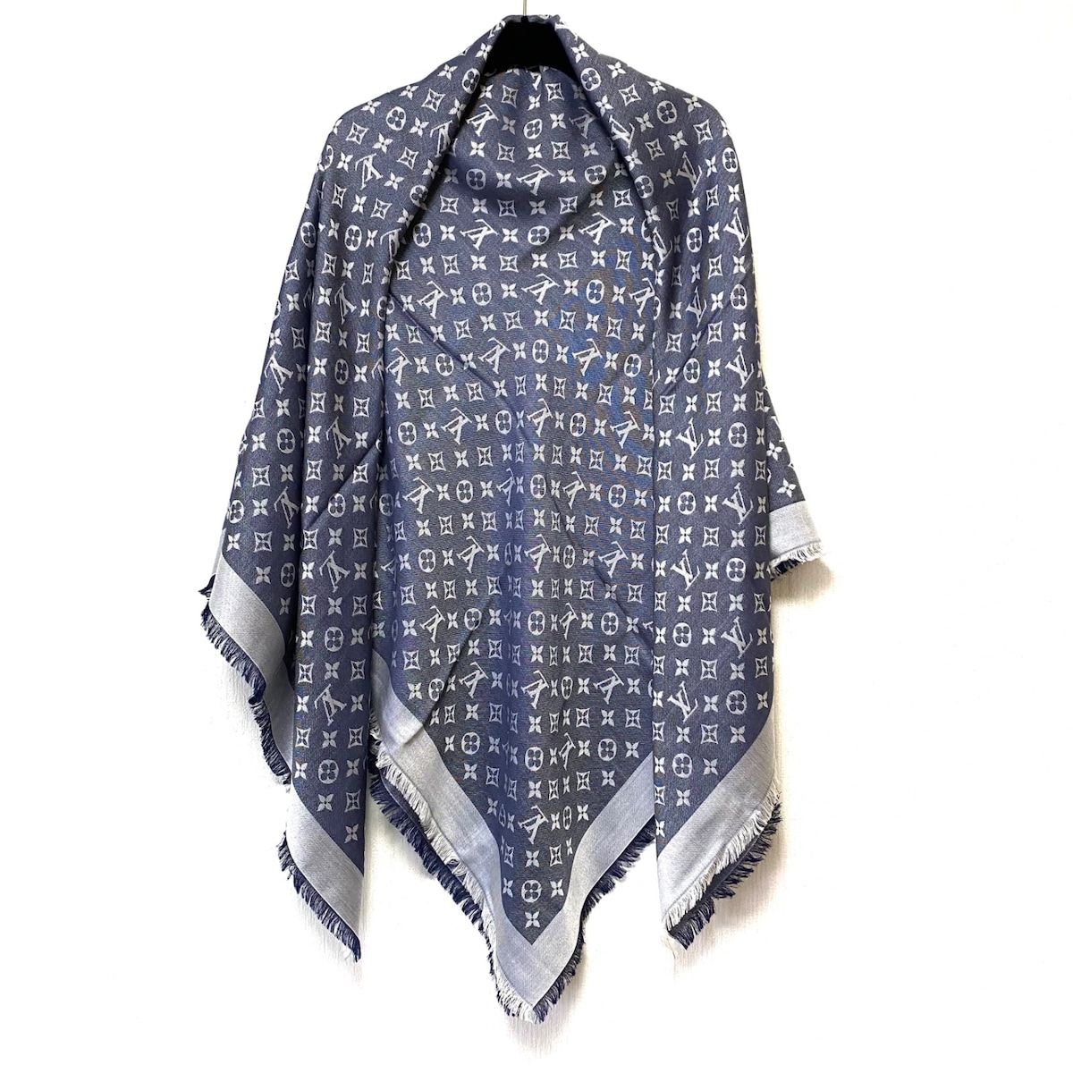 ルイヴィトン/マフラー/ブルー/サイズ：□縦 ⇒ 140cm □横 ⇒ 140cmの