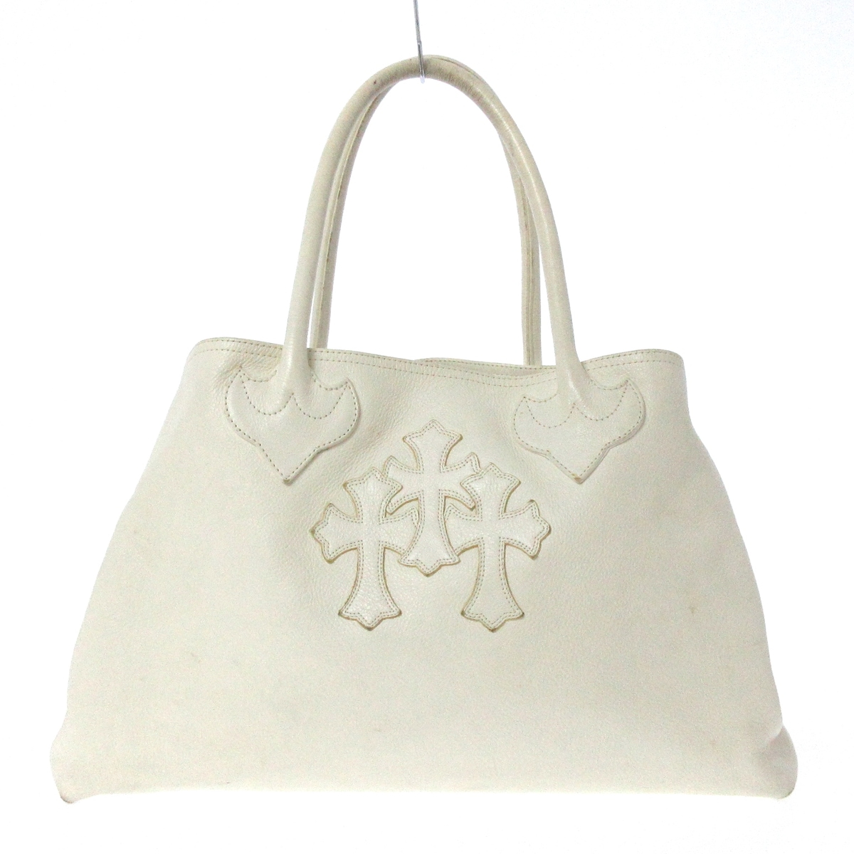 クロムハーツ/トートバッグ/3セメタリークロス/アイボリー/レザーの