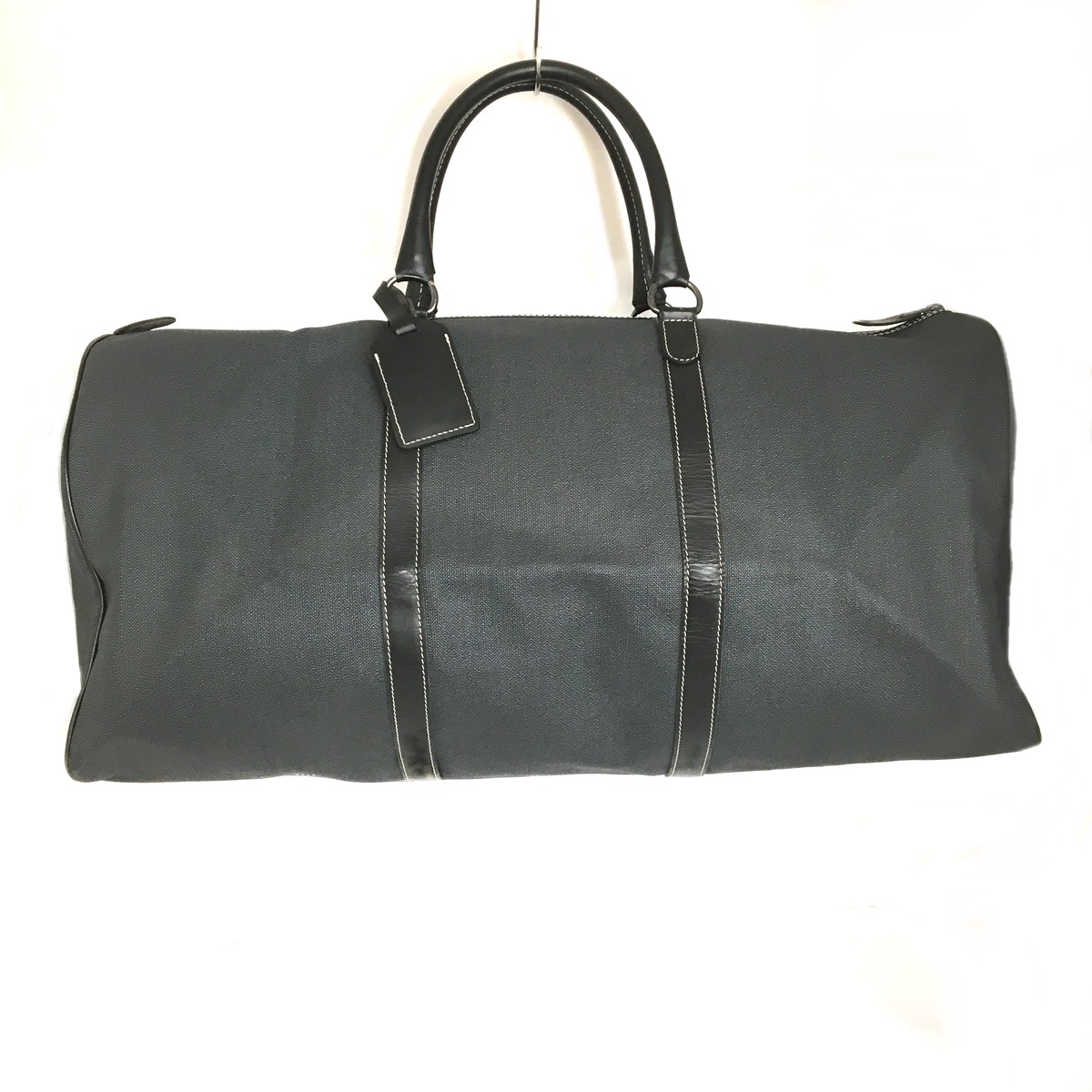 ダンヒル/ボストンバッグ/ダークグレー×黒/PVC(塩化ビニール)×レザーの