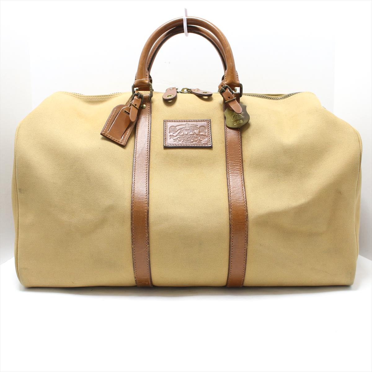 ラルフローレン/ボストンバッグ/ベージュ×ダークブラウン/キャンバス