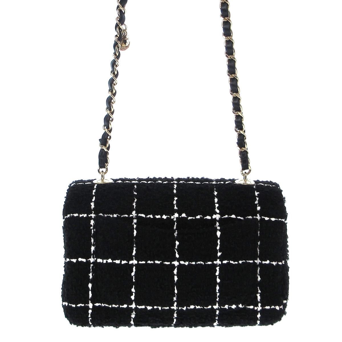 シャネル/ショルダーバッグ/スモール フラップ バッグ/カメリア/黒×白