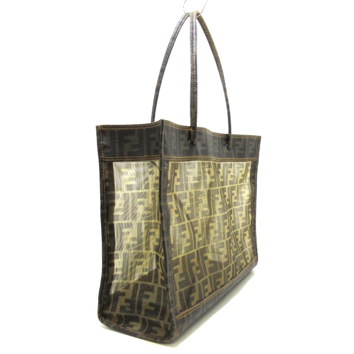 フェンディ/トートバッグ/ズッカ柄/ブラウン×ダークブラウン/PVC(塩化
