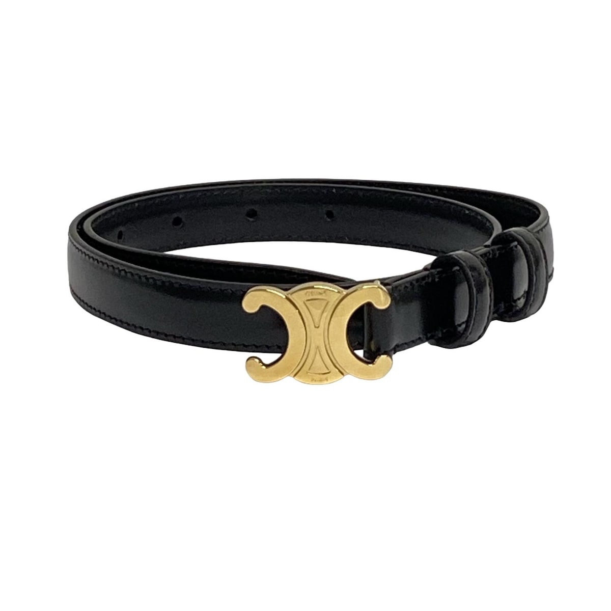 セリーヌ ベルト 65 スモール トリオンフ ベルト 黒 ゴールド金具