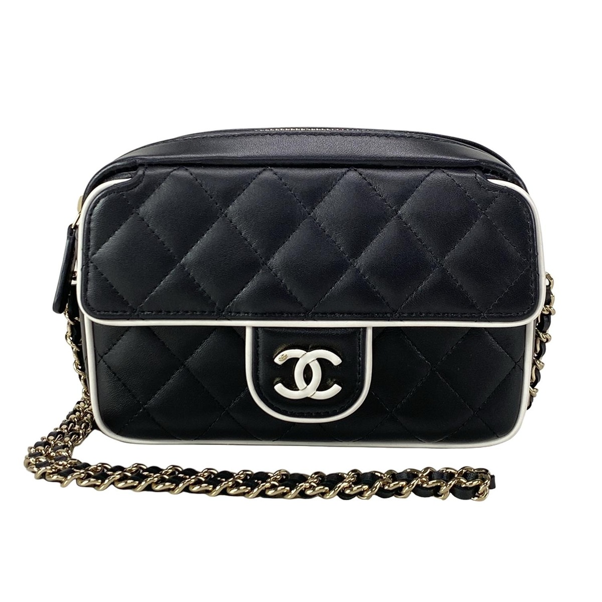 シャネル/ショルダーバッグ/バイカラー チェーンクラッチ バッグ